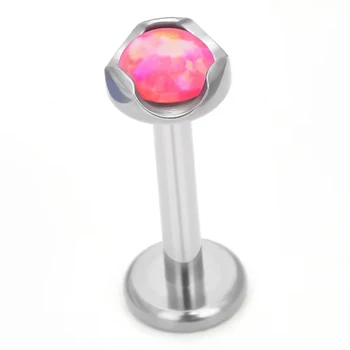 G23 Titanium Labret Ear Studs Internal Thread 16G Natural Opal Stone Cartilage Daith Tragus Helix Nose Piercing Jewelry