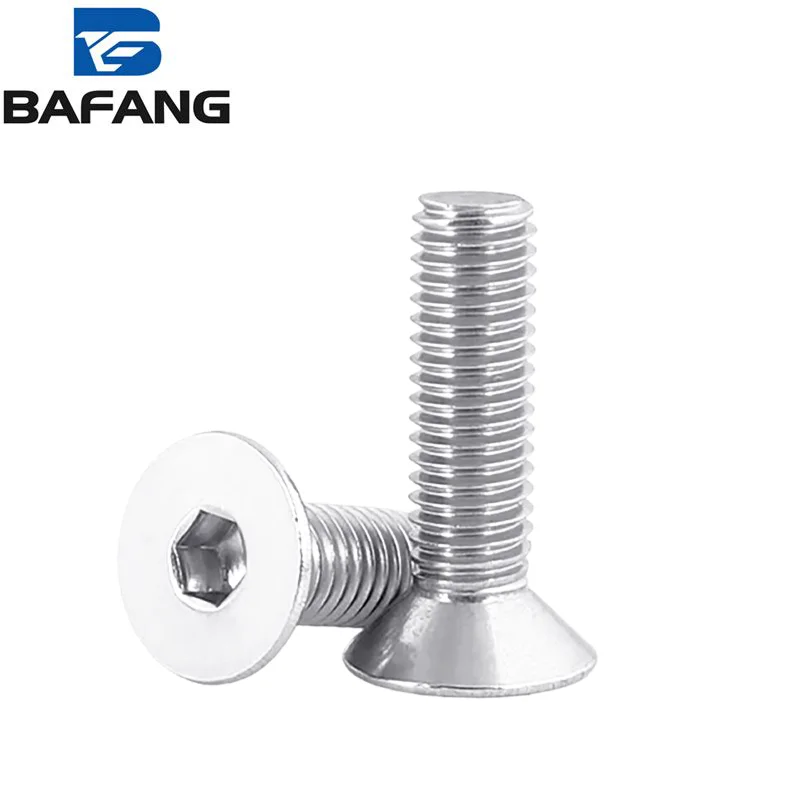 M2M3 Metric Titanium Alloy Flat Head Hex Bolts M4 Countersunk Machine Screws Corrosion-Resistant Chrome-Plated