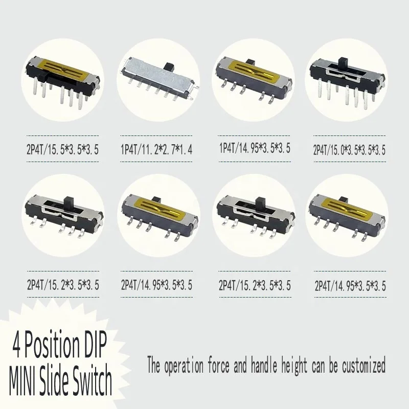 100 Pièces SS12D07 Mini Interrupteur à Glissière Vertical 1P2T 3 Broches Interrupteur à Bascule SMD PCB DPDT Interrupteur Vertical