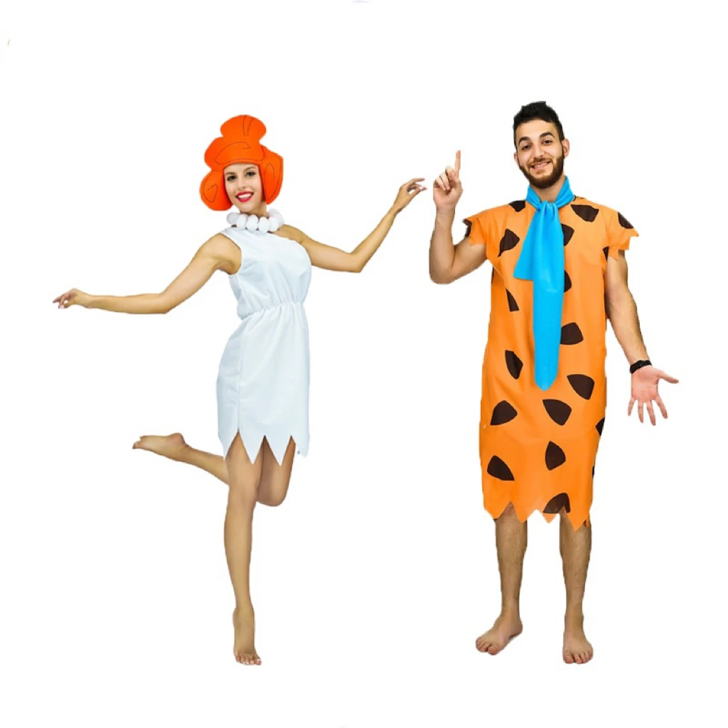Hot Sale Fred And Wilma Flintstone Groups Couples Sexy Cosplay Halloween Costumes For Adults 