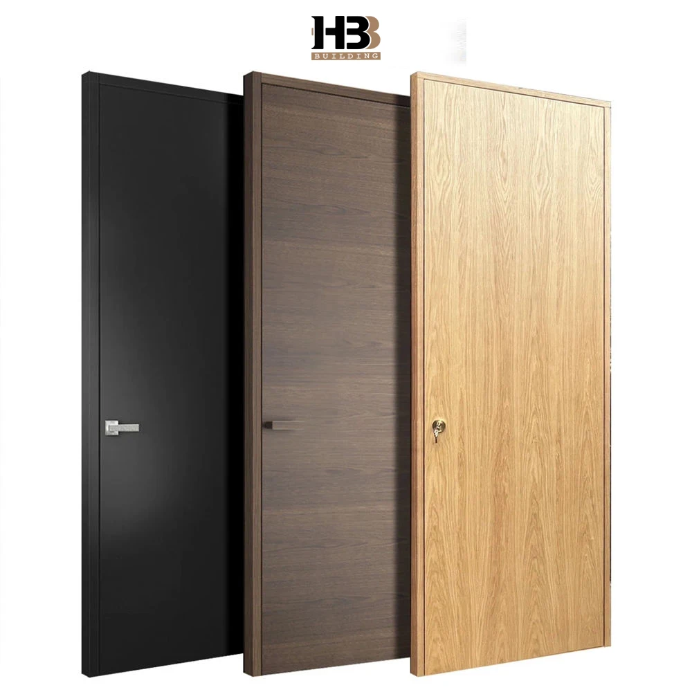 American Over Size Prehung Flush Design Conceal Hidden Hinge Residential Solid Wood Modern Interior Room Door for House