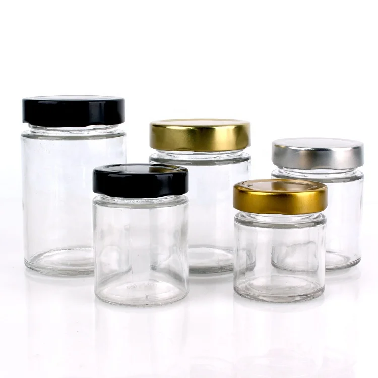 Wholesale 120ml 220ml 330ml 400ml 580ml Wide Mouth Straight Sided Glass Storage Jar Spice Honey Jam Jar with Altight Lid