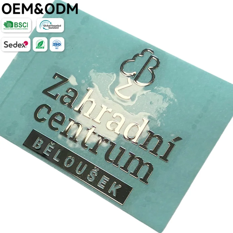 Custom Silver Metal Transfer Sticker - Mirror Finish Nickel Logo Decal for Brand  Multilingual Labeling
