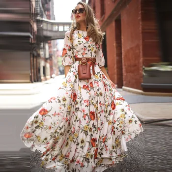 2021 New Arrivals Summer Fashion Clothing Women Casual Dress Bohemian Floral Long Maxi Dress