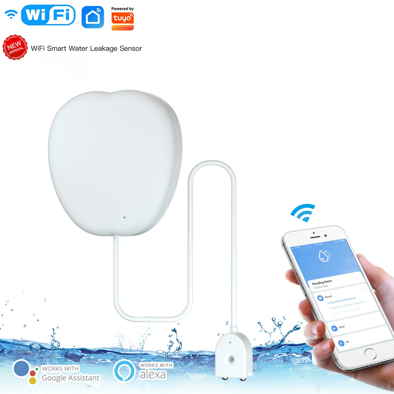 2025 New Smart Home Tuya APP Voice Control Water Leakage Detector Hot Released Tuya WIFI Flood Sensor Water Level Alarm Sensor