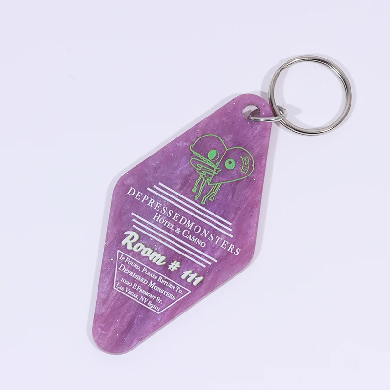 高品質レトロモーテルキーホルダーカスタムファッションモーテル