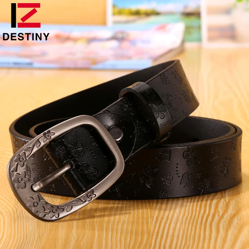 Embossing butterfly Famous Designer Genuine Leather Fashion Ladies Girls Womens Belts