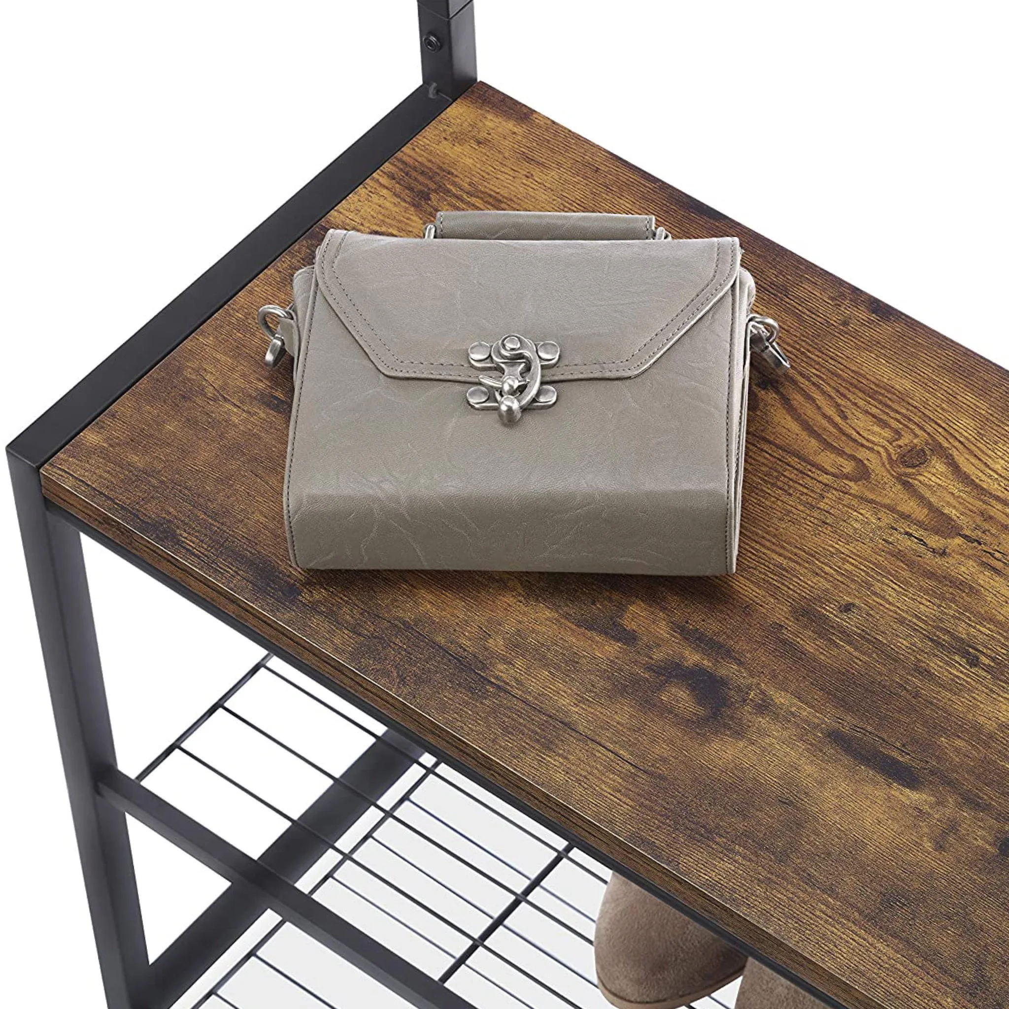 Современная башня/скамейка для прихожей В индустриальном стиле с деревянными полками для обуви, вешалки для пальто, стоячие мебельные стойки для гостиной