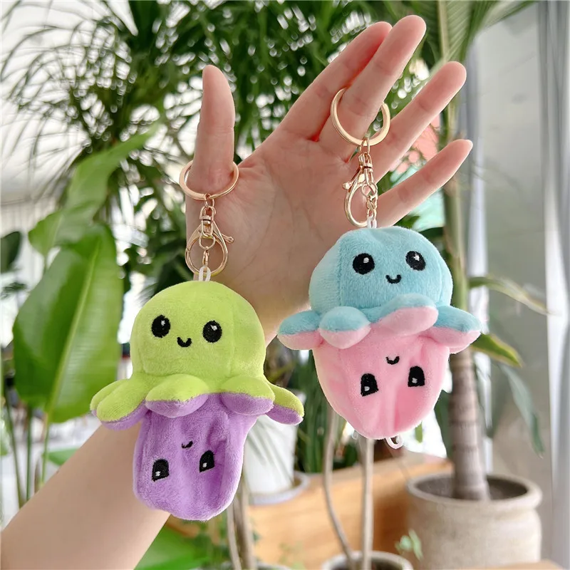 Cute Flip Octopus Soft Stuffed Doll Keychain Creative Reversible