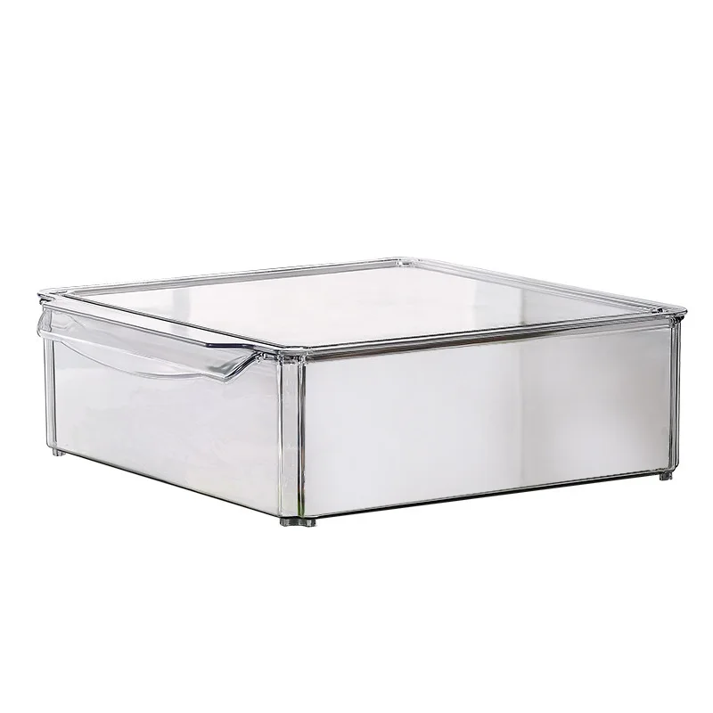 New kitchen transparent refrigerator storage box drawer type crisper rectangular with cover version of the storage basket