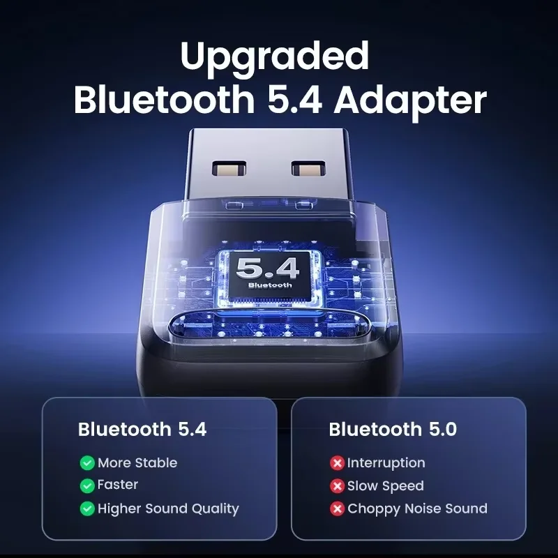 HG Bluetooth адаптер 5.4 USB Bluetooth стик Plug and Play Bluetooth ключ за настолен компютър Поддръжка на компютър Windows