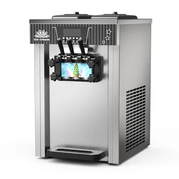 ZB-BQL28 Commercial Soft Ice Cream Machine CE Certified Small Vertical Cone Design Desktop Three-Color New Ice Cream Powder