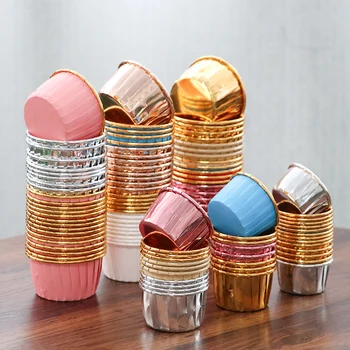 Thick gold and silver cupcake liner Roll paper cups Disposable mini cake pan high temperature baking muffin cake cup molds