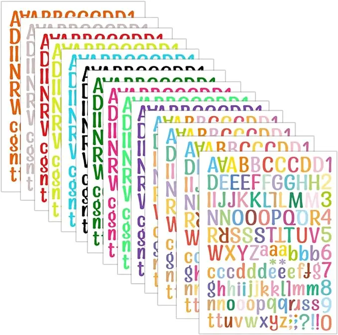 Letter Stickers Colorful Alphabet Stickers Vinyl Self-Adhesive Number Alphabet Vinyl Sticker, Mailbox Numbers Labels DIY Crafts