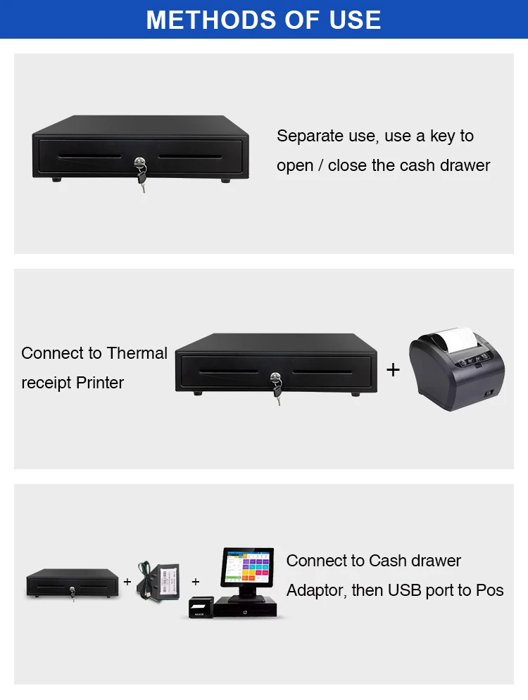 High Quality Electronic Cash Drawer with Double Cheque Slots