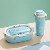 Blue lunch box + water cup