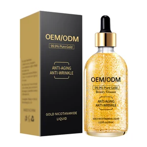 Wholesale 30ml Organic Skin Care Anti-Aging Wrinkle Serum with 24K Gold Foil Hydrating Nourishing Niacinamide Whitening Feature