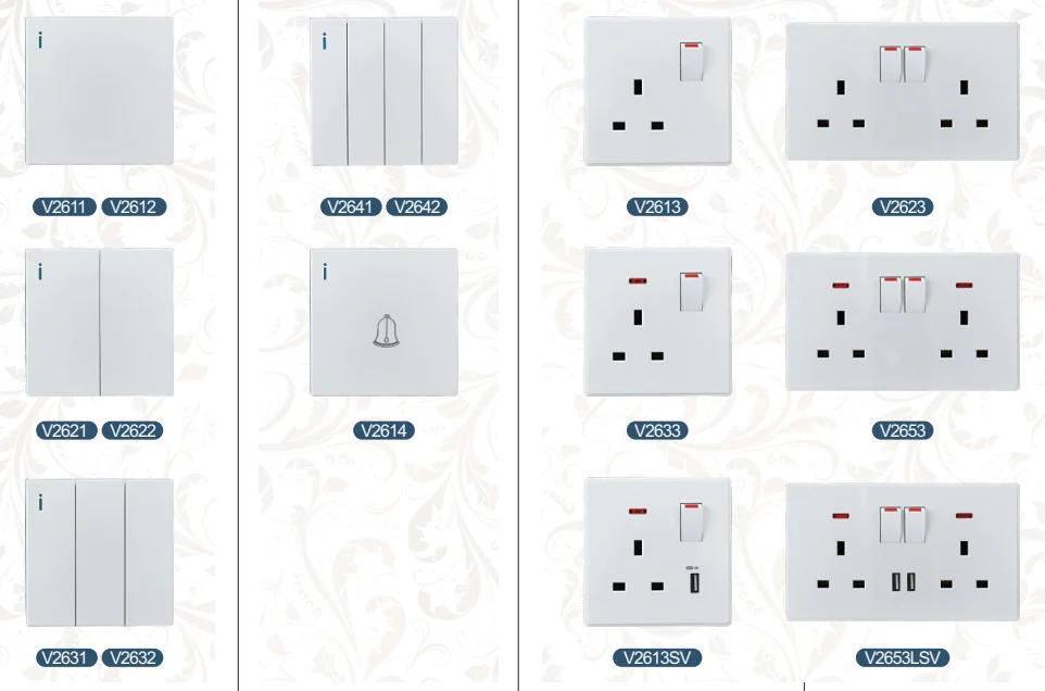 VNX White UK 13A Light Button Switch Fast Charging Power Wall Switch Socket 220V Electrical Outlet Wall Switch