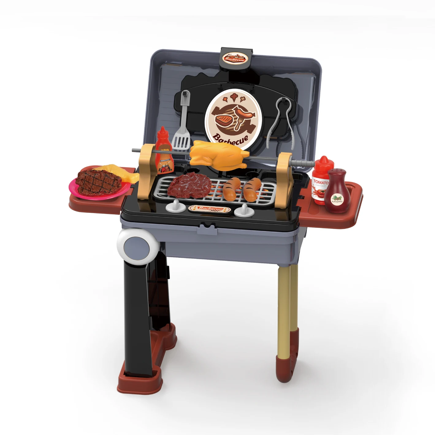 in Suitcase 15 PCS Barbecue Fun Grill Role Play Game Kitchen Toy Set  for Kids