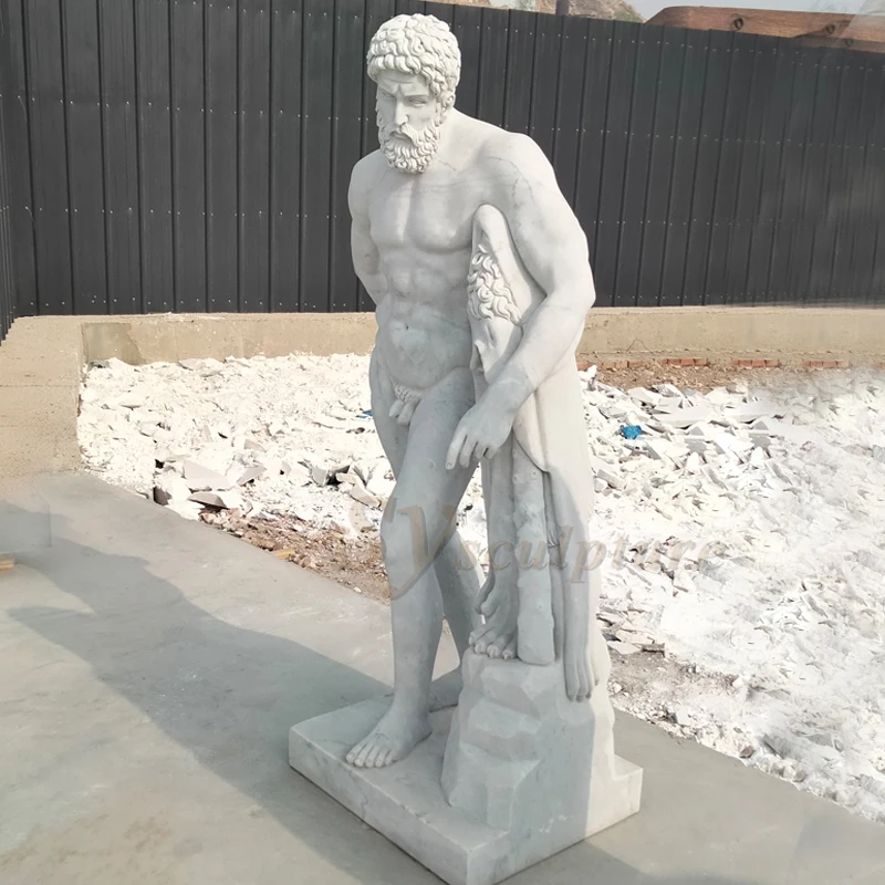 ストーンホワイト大理石製ギリシャ彫刻 男性像 ガーデンデコに最適