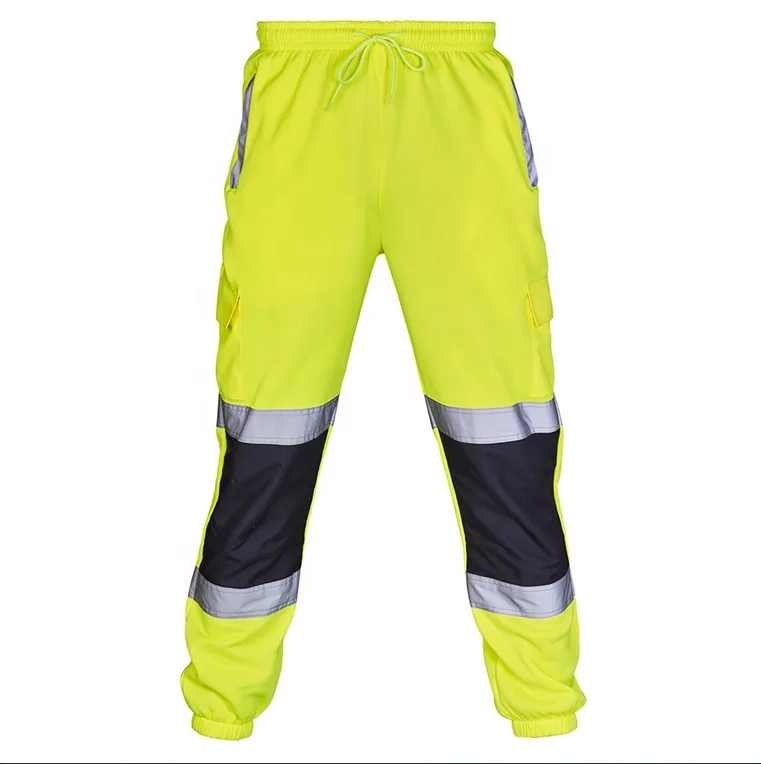 New Style Plus Size Men’s Pants & Trousers Splicing White Reflective Safety Pants Cargo Reflective Pants