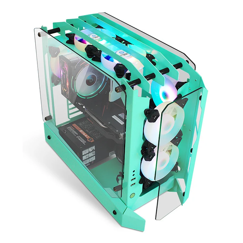 New Design White Computer Casing Cabinet Gaming Cabinet Pc Tower case Computer Cases & Towers with Fan Pc Gaming System Unit