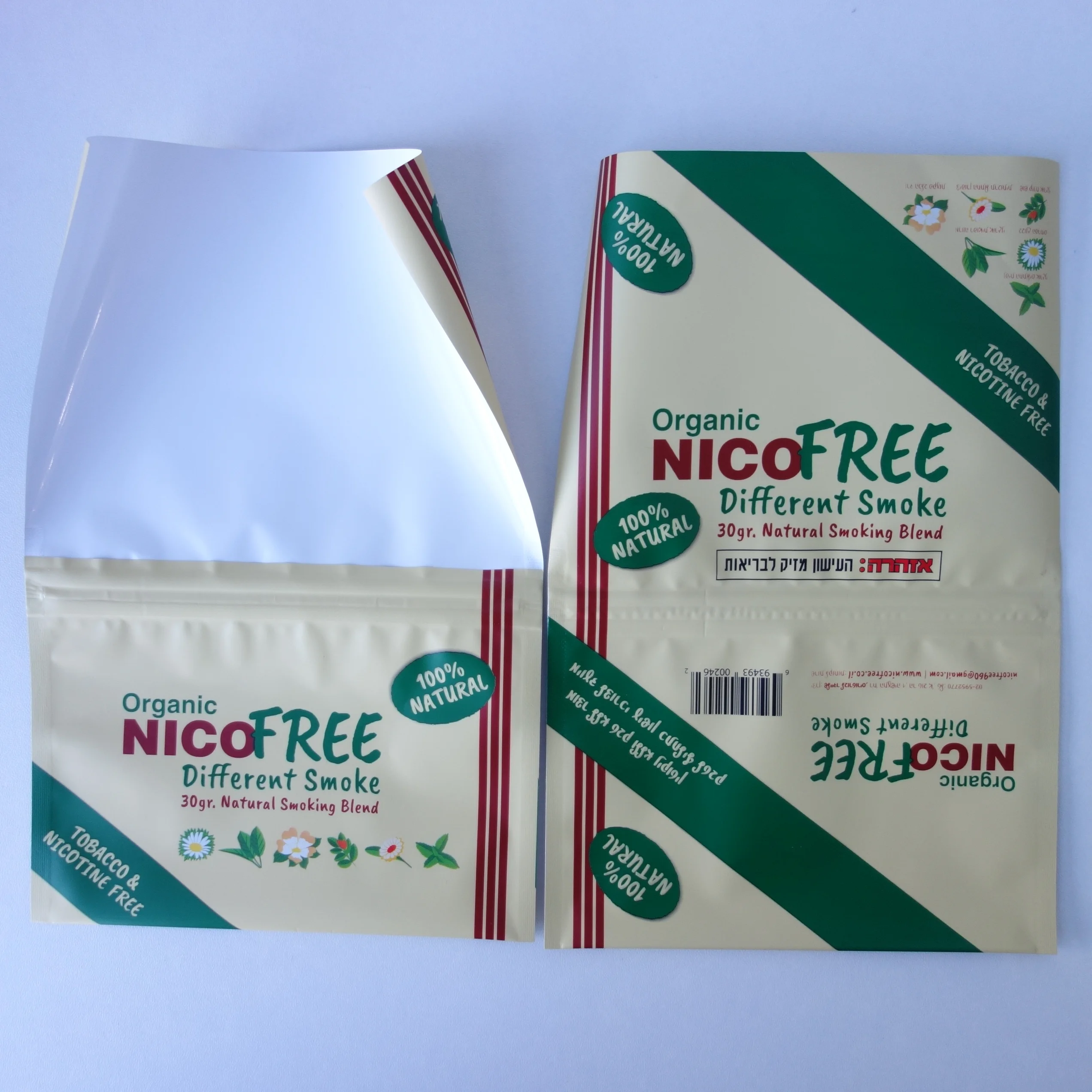 Custom Printed 30g Mini Foil Plastic Tobacco Packaging