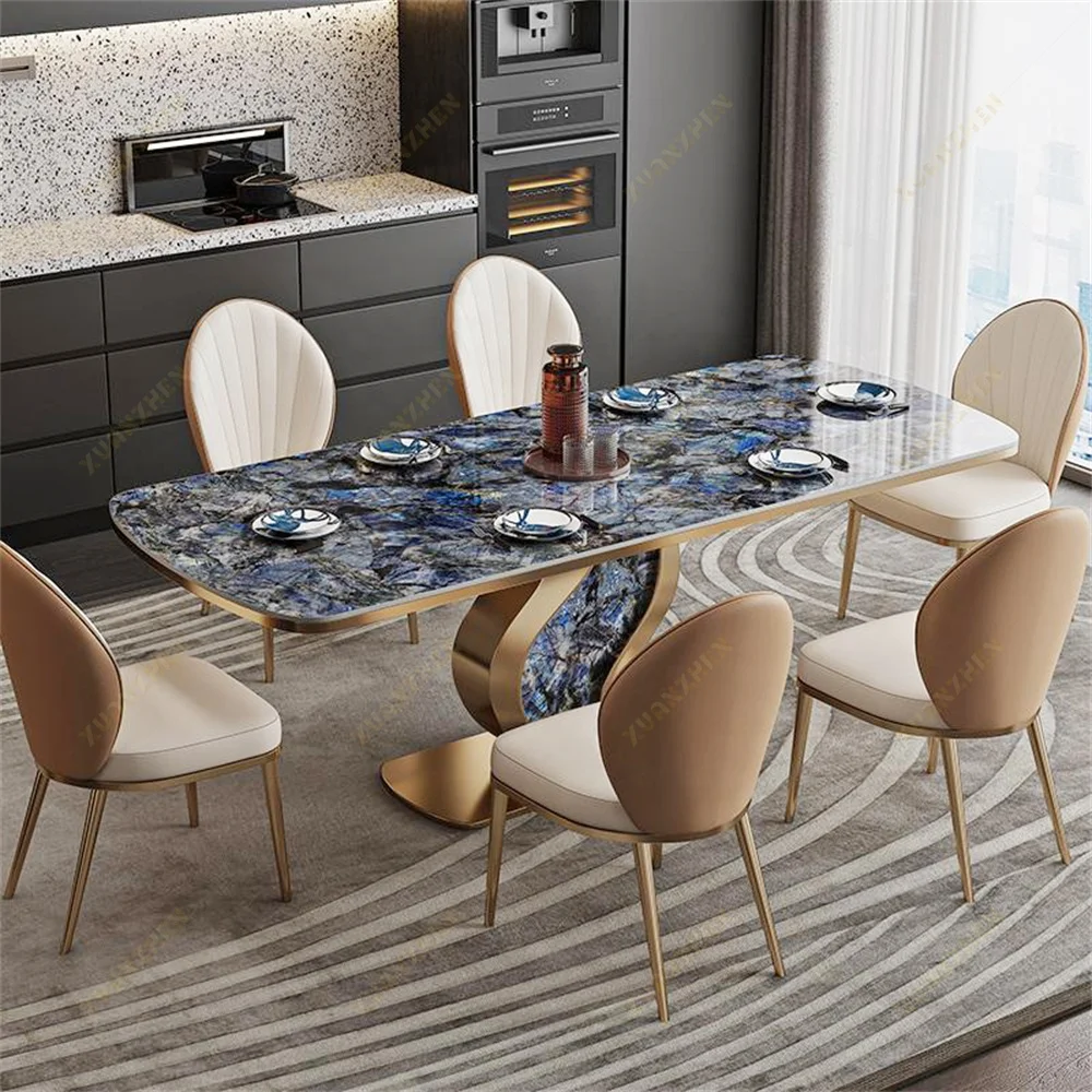 Xuanzhen Dining Room Furniture Luxury Blue Stone Modern Dining