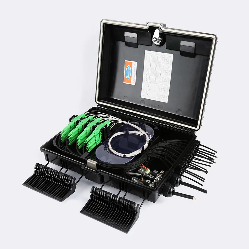 Outdoor Black 16 Core Fiber Optic Distribution Box Mini Steel Tube PLC Splitter IP65 Waterproof Aerial Wall Pole Mount FTTH