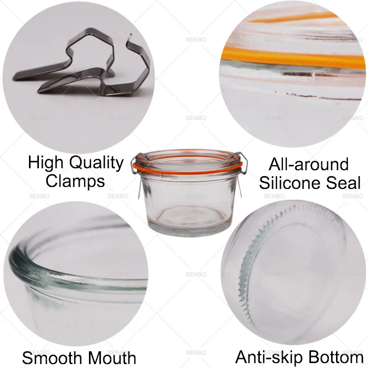 Hermetic Wide Mouth Weck Glass Jars With Glass Rubber Seal Lid And Clamps Buy Weck Glass Jar