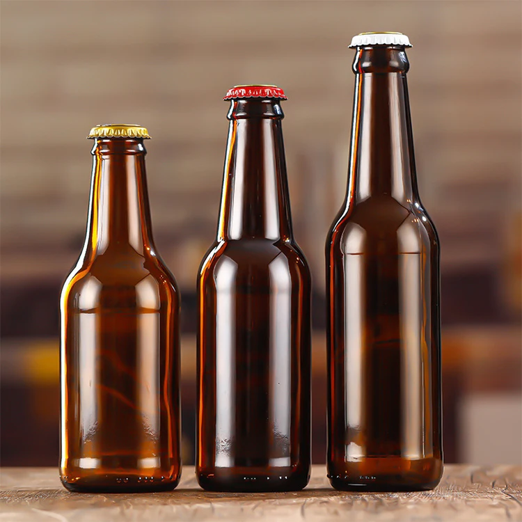 Cheap Price 330ml 500ml 1L clear Amber Beer Glass Bottles with Crown Cap Soda Juice Water Beer Bottle for Home Brewing