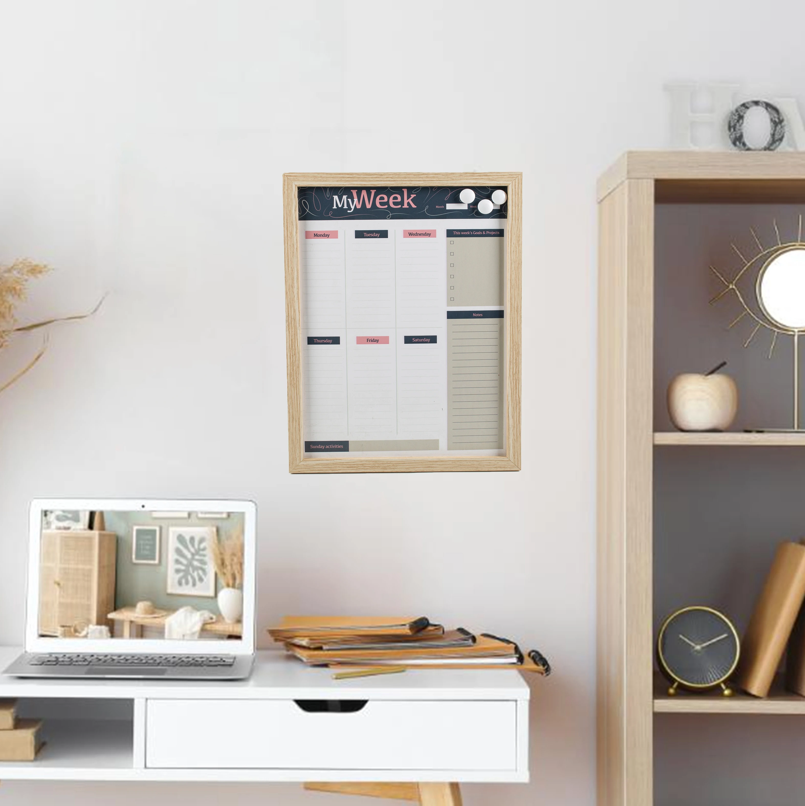 Sofine Wall Mount My Week Planner Writing Whiteboard Framed
