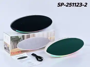 Oval Portable RGB Bluetooth Speaker with Cloth Mesh Wireless Speaker for Outdoor/Party