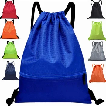 Portable Unisex Gym Drawstring Shoes Bag Waterproof Sports Backpack Thickened 210dnylon Custom Logo Storage Stock Backpack
