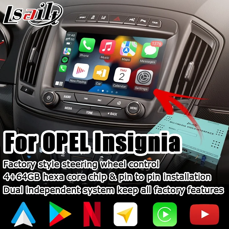 Android / Wireless CP AA Video Interface for OPEL Insignia 2013-2017 with Gps Navigation Intellilink by Lsailt