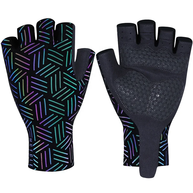 Rainbow Reflective Night Cycling Gloves