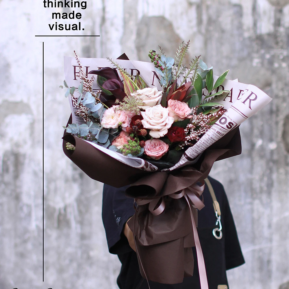 꽃다발 선물 영어 선물 상자 포장지 40g 웹 패션 패키지 꽃 종이 새로운 작은 종이 영어