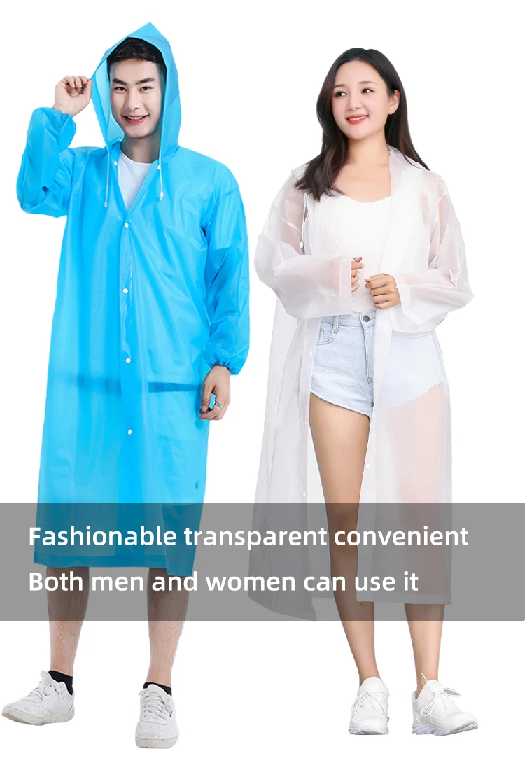 Casual Adult Outdoor EVA Disposable Raincoats Quick Dry Hiking & Fishing Gear Plus Size Plastic rain coatfor Travel Girls factory