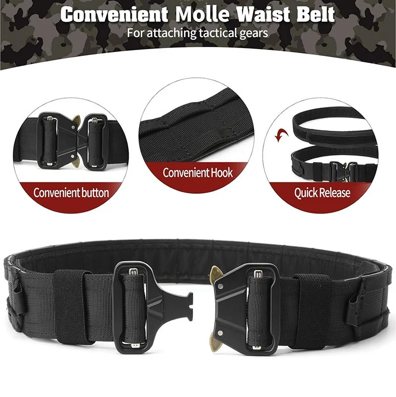 Adjustable Outdoor Quick Release Tactical Heavy Duty Belt Quick-release Buckle High Density Material Tactical Waist Belt