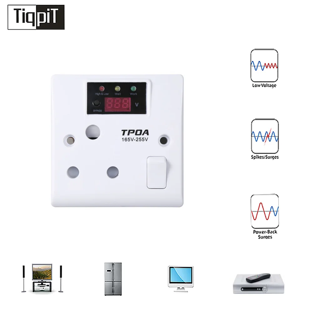 1609 Voltage Display Wall Switch AVS Voltage Protector LED Display 220V