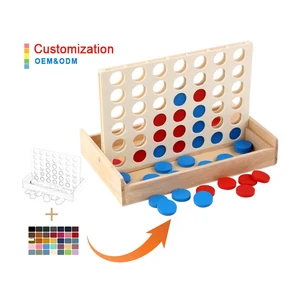 Connect 4 in a Line Board Game Children Educational Toys Wooden Foldable Kids Children Line up Row Board Toy Bingo Game