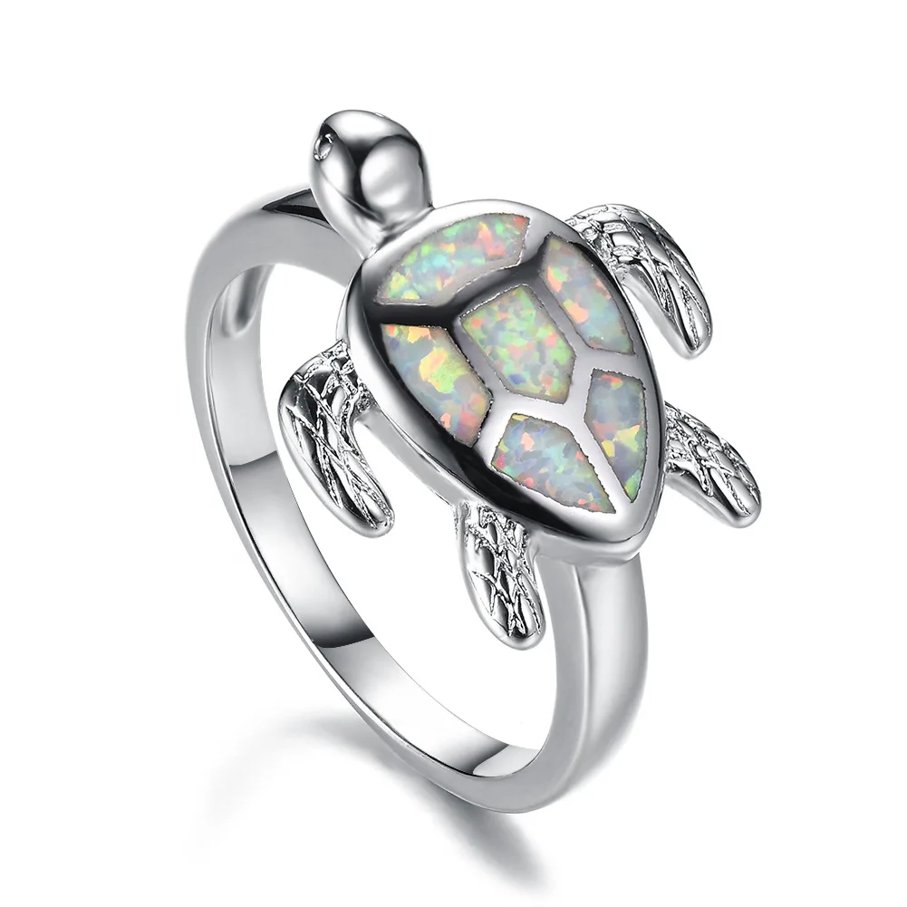 Turtle Ring Solid 14k Yellow White Rose Gold Good Luck Band CZ Open Shell  w/ Baby Turtle Inside , Size 7.5 - Walmart.com