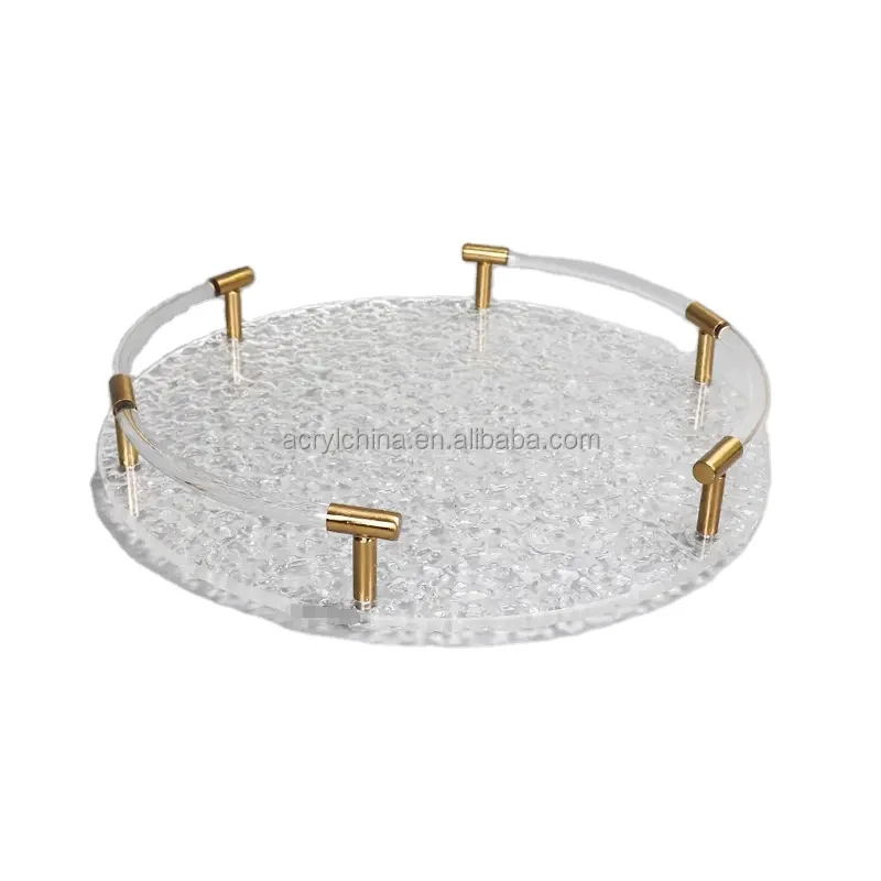 Clear Acrylic Perspex Tray With Metal Handles Modern Decorative Tray