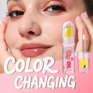 Custom Logo  Natural Long Lasting  Hydrating Moisturizing Plumper PH Color Changing Fruit Lip Gloss Oil