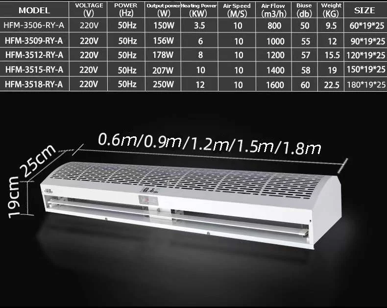product 2025 hot sale air curtain centrifugal type supper strong air volume aluminum casing 09m 12m 15m remote stock supply-0