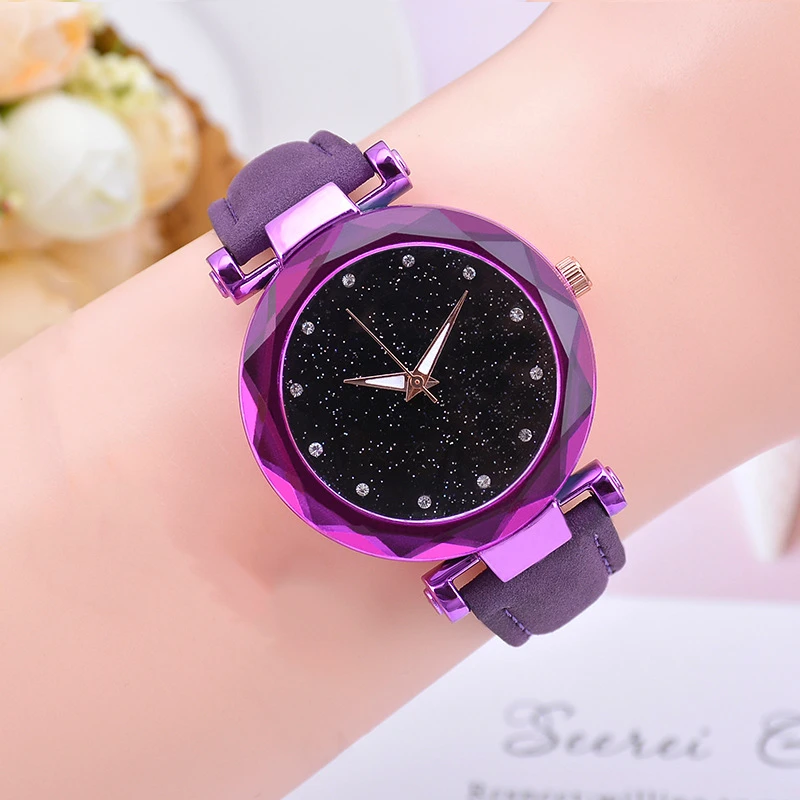 Starry Sky Quartz Women Leather Fashion Wristwatch