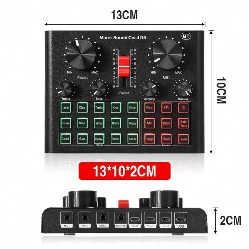 Audio Interface Soundcard Midi Sound Card With Microphone