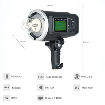 Godox Wistro AD600BM Bowens Mount HSS 1/8000s Outdoor Flash with 2.4G X System Build-in 8700mAh Li-on Battery Free Bag product image