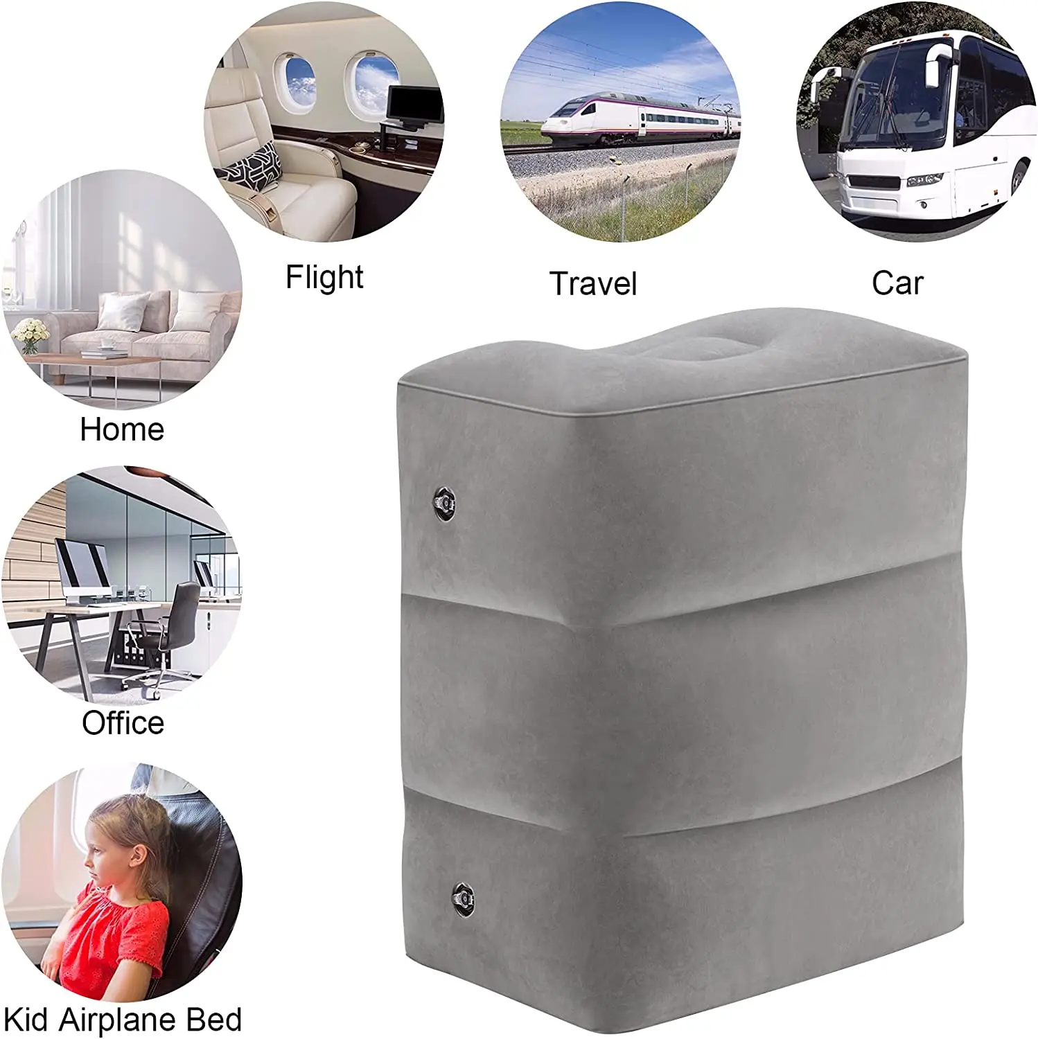 Travel Airplane Foot Pillow Adjustable Fast Inflating Inflatable Foot