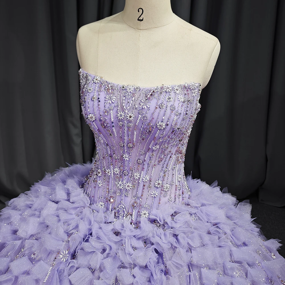 masquerade dresses purple Quinceanera Long Ball Gown Sweet 16 Dress Lace Ruffle Tiers Skirt Pick Attractive Purple and Black Victorian